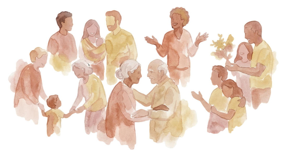 Diverse community of people gathering together